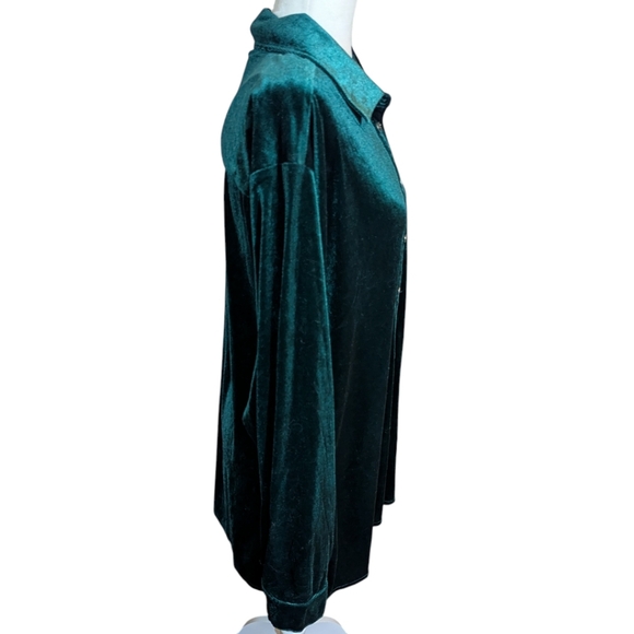 New Emerald Green Velvet Tunic Top Long Sleeves Button Up NWOT Sz 3X - Picture 5 of 10